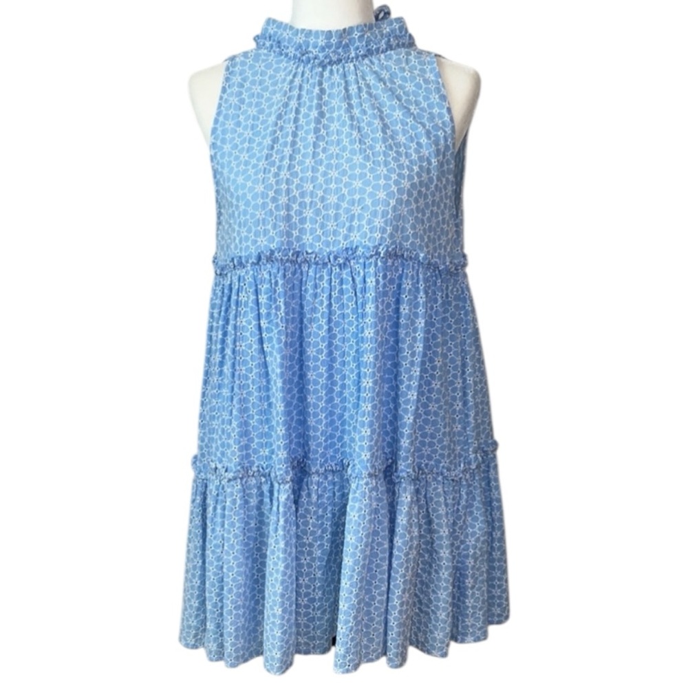 Lisa Marie Fernandez Erica Ruffled Broderie Anglaise Cotton Mini Dress Size 1/XS